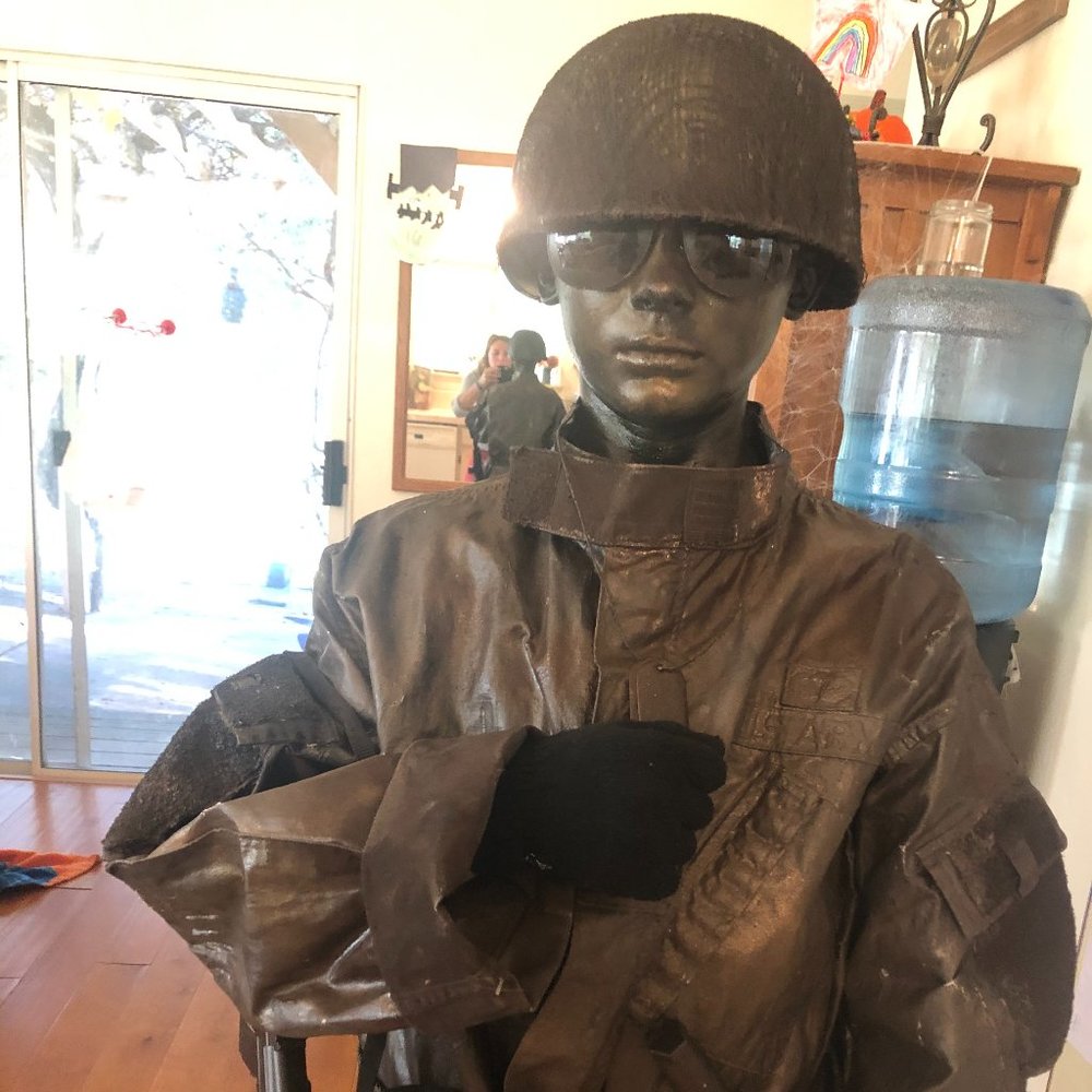 Homemade soldier statue costume